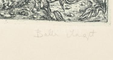 Balla Margit (1947-): Macskalét, rézkarc, papír, jelzett, hátoldalon pecsételt, felcsavarva, 21×14 c...