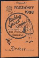 1938 Postakönyv. M. Kir. Posta. Bp., Centrum, a borító elvált a füzettől, 32 p.