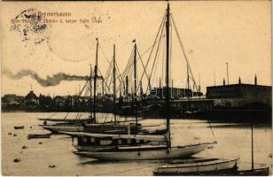 1914 Bremerhaven, Alter Hafen m. Yachten d. Weser Yacht Clubs (EK)