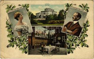 1910 Essen, Villa Hügel, Speisezimmer, Frau Berta Krupp v. Bohlen-Halbach, Dr. Gustav Krupp v. Bohlen-Halbach. Floral (EB)