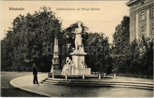 Wiesbaden, Schillerdenkmal mit Königl. Theater / monument, theatre