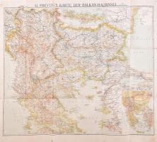 cca 1910 A Balkán félsziget térképe 80x50 cm Hátul kissé foltos