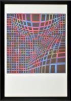 Vasarely, Victor (1908-1997): Alakzat, offset nyomat, jelzés nélkül, üvegezett keretben, 27,5×27,5 cm