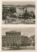Budapest, Nemzeti Múzeum, Kálvin tér, Magyar Tudományos Akadémia - 2 db modern Képzőművészeti Alap képeslap