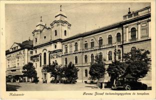 1941 Kolozsvár, Cluj; Ferenc József tudományegyetem és templom, autó / church, university, automobile