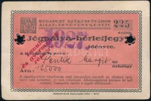 1927 A székesfővárosi állatkert fényképes jégpálya bérletjegye tanuló részére