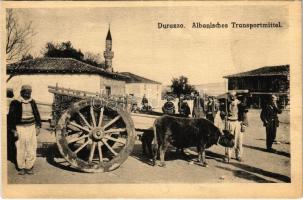 Durres, Durazzo; Albanisches Transportmittel / Albanian folklore, oxen cart / Albán jellegzetes kocsikerék szekéren