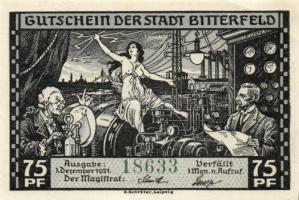 Német Birodalom/Weimari Köztársaság/Bitterfeld 1921. 75Pf (6x) 6klf darab, teljes sor T:I