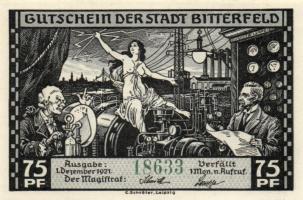 Német Birodalom/Weimari Köztársaság/Bitterfeld 1921. 75Pf (6x) 6klf darab, teljes sor T:I