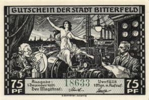 Német Birodalom/Weimari Köztársaság/Bitterfeld 1921. 75Pf (6x) 6klf darab, teljes sor T:I