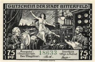 Német Birodalom/Weimari Köztársaság/Bitterfeld 1921. 75Pf (6x) 6klf darab, teljes sor T:I