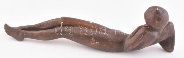 Jelzés nélkül: Akt, bronzírozott gipsz, sérülésekkel, h: 48 cm