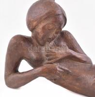 Jelzés nélkül: Akt, bronzírozott gipsz, sérülésekkel, h: 48 cm