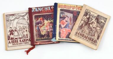 4 db ifjúsági könyv - Jancsi és Juliska, Hamupipőke, A csodaforrás, A béke katonái. Kötetenként változó kötésben, kopottas állapotban.