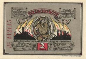 Német Birodalom/Weimari Köztársaság/Bielschowitz 1921. 25Pf + 50Pf + 1M + 2M összesen 4klf darab, te...