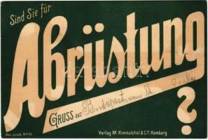 1898 (Vorläufer) Sind Sie für Abrüstung? Gruss aus... Verlag M. Kimmelstiel & Co. / "Do you...