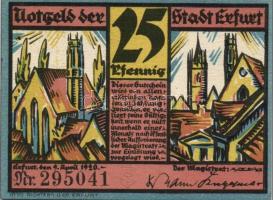 Német Birodalom/Weimari Köztársaság/Erfurt 1921. 10Pf + 20Pf + 25Pf + 50Pf + 75Pf összesen 5klf dara...