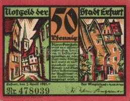 Német Birodalom/Weimari Köztársaság/Erfurt 1921. 10Pf + 20Pf + 25Pf + 50Pf + 75Pf összesen 5klf dara...