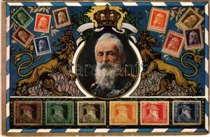 1912 Briefmarken Bayerns, Verlag Ottmar Zieher No. 150. / Luitpold, Prince Regent of Bavaria, set of Bavarian stamps (EK)