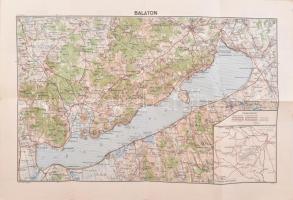 cca 1930 Balaton térképe több nyelvű leírással 48x32 cm