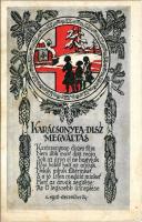 1916 Karácsonyfadísz megváltás / WWI Austro-Hungarian K.u.K. military Red Cross propaganda, war orphans charity fund art postcard (non PC) (ázott / wet damage)