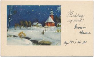 Boldog Újévet! / New Year greeting mini card (11 cm x 6,6 cm) (non PC)