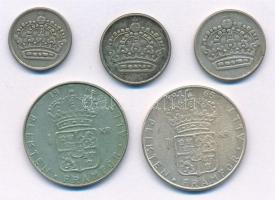 Svédország 1953. 10ö Ag + 1953-1955. 25ö Ag (2xklf) + 1964-1965. 1Kr Ag "VI. Gusztáv Adolf"...