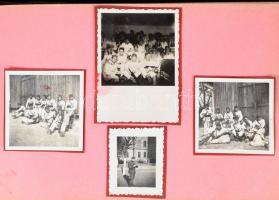 cca 1933-1942 Régi fotóalbum sok beragasztott képpel: villamosvezetők, 10-es villamos, Beszkárt bál,...