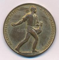 Berán Lajos (1882-1943) ~1920. Az érdem elismeréséül - A ,,Falu Országos Szövetség aranyozott bronz emlékérem (45mm) T:1- megkopott aranyozás