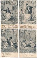 Romantikus képeslap sorozat 6 régi képeslappal / Romantic postcards series with 6 pre-1908 postcards