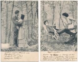 Romantikus képeslap sorozat 6 régi képeslappal / Romantic postcards series with 6 pre-1908 postcards