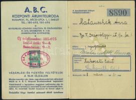 1948 ABC bevásárlási könyv, 16 p., bejegyzésekkel