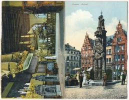 1914 Bremen, Rathaussaal, Roland / town hall, interior, monument, market. 2-tiled folding card (b)