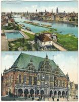 1914 Bremen, Ansicht, Rathaus / general view, town hall. 2-tiled folding card (b)