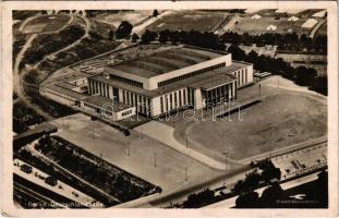1939 Berlin, Deutschlandhalle. Original-Fliegeraufnahme / arena, venue for the 1936 Summer Olympics. aerial view + Reichswettkämpfe Berlin SA 1939 So. Stpl. (pin mark)