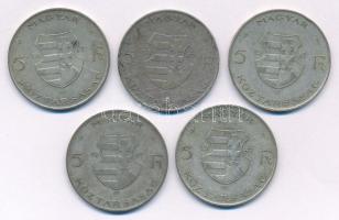 1947. 5Ft Ag "Kossuth" (5x) T:2-,3 patina
Adamo F8.1