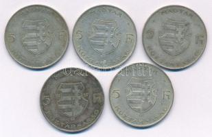 1947. 5Ft Ag "Kossuth" (5x) T:2-,3 patina
Adamo F8.1