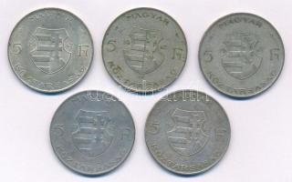 1947. 5Ft Ag "Kossuth" (5x) T:2-,3 patina
Adamo F8.1