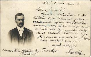 1900 Sajókirályi, Királyi, Králik (Tornalja, Tornala); Moesz Géza államügyész portréja és levele Seeman Hernus úrhölgynek / Letter of a state attorney. photo (EK)