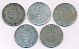 1947. 5Ft Ag "Kossuth" (5x) T:2-,3 patina
Adamo F8.1