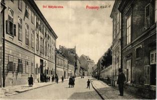 1910 Pozsony, Pressburg, Bratislava; Bel Mátyás utca. Sudek Antal kiadása / street