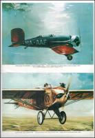 cca 1980 9 db repülőgépeket (köztük MALÉV gépeket) ábrázoló színes nyomat, az eredeti festmények Bán...