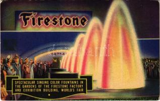 Chicago (Illinois), Firestone Singing Color Fountains. Spectacular Singing Color Fountains in the gardens of the Firestone Factory and Exhibition Building at the World's Fair (EB)