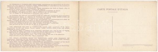 Naples, Napoli; Il Vesuvio e la Ferrovia e la Funicolare Vesuviana / Mount Vesuvius with Railway and...