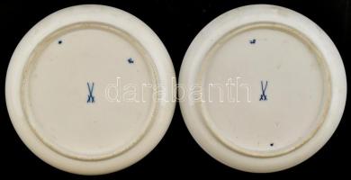 Meisseni porcelán kékfestéses tányérok 2 db d: 13 cm