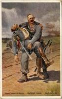 1916 Unsere Landsturm-Helden / Népfelkelő hőseink / WWI Austro-Hungarian K.u.K. military art postcard, injured soldiers. G.G.W.II. Nr. 116. s: C. Benesch (EK)
