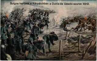 Súlyos harcok a Kárpátokban a Dukla és Uzsoki-szoros körül / WWI Austro-Hungarian K.u.K. military art postcard