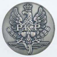 Lengyelország 2001. 75 éves a PKP (Lengyel Államvasutak) kétoldalas, ezüstpatinázott bronz emlékérem, támasztóval, eredeti tokban (70mm) T:1- Poland 2001. 75th anniversary of PKP (Polish Railways) two-sided, silver patinated bronze medallion, with support, in original case (70mm) C:AU