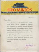 1927 Bíró Miklós nyomdai vállalat aláírt levél