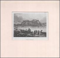 Esztergom acélmetszet 1840 12x15 cm Paszpartuban